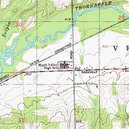 Topographic Map of Maple Valley High School, MI