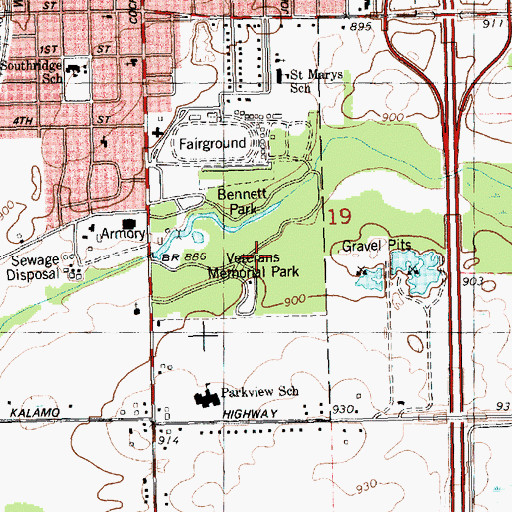Topographic Map of Veterans Memorial Park, MI