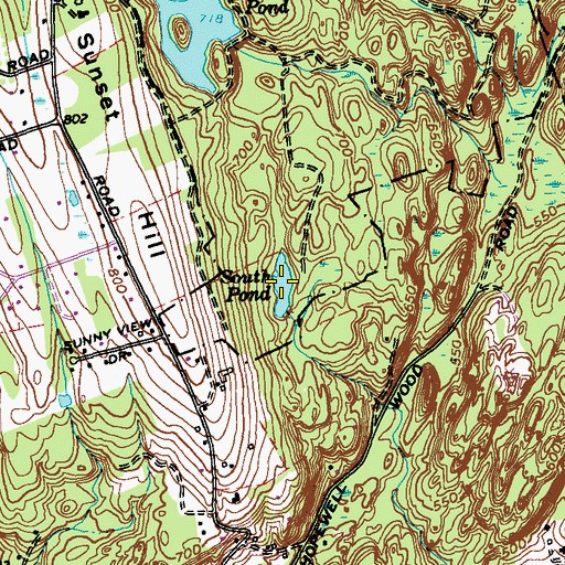 Topographic Map of South Pond, CT
