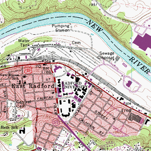 Topographic Map of Madame Marie Curie Hall, VA