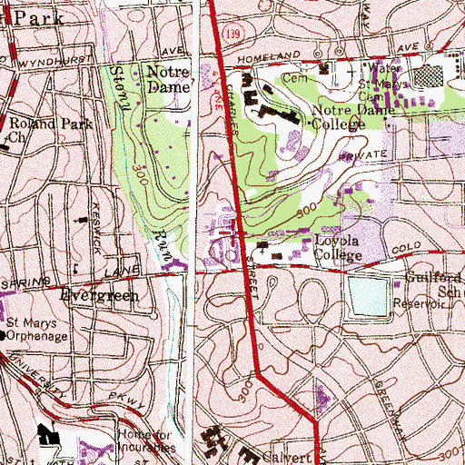 Topographic Map of Hopkins Court, MD