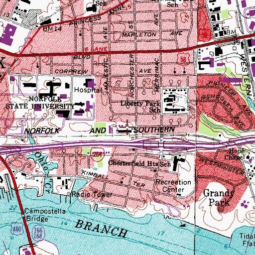 Topographic Map of Lee W Smith Residence Hall, VA