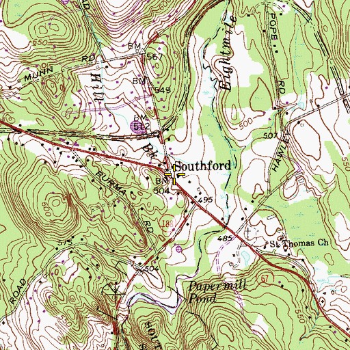 Topographic Map of Southford, CT