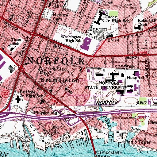 Topographic Map of Twin Towers North, VA