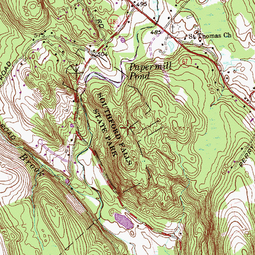 Topographic Map of Southford Falls State Park, CT