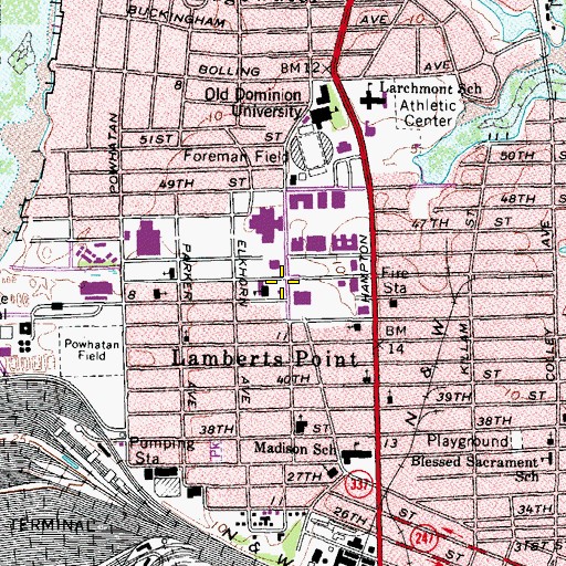 Topographic Map of Mills Godwin Junior Science Building, VA