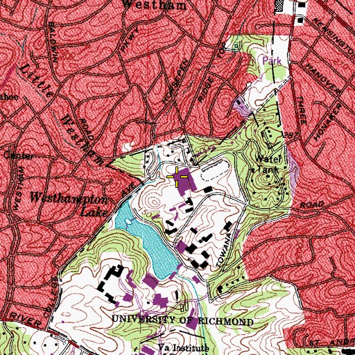 Topographic Map of Robins Center, VA