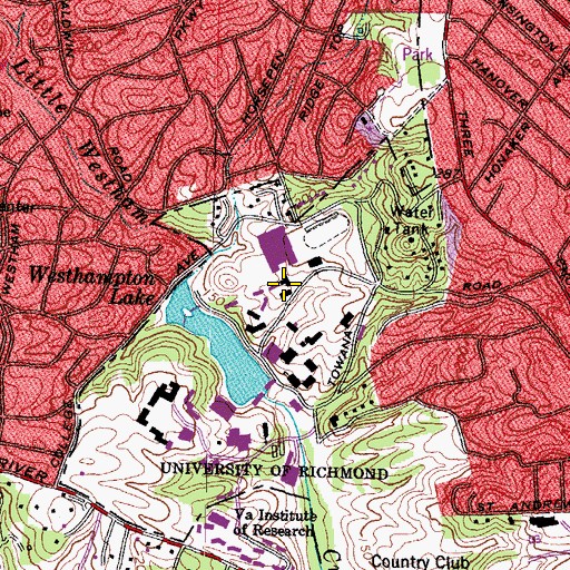 Topographic Map of Robins Memorial Hall, VA