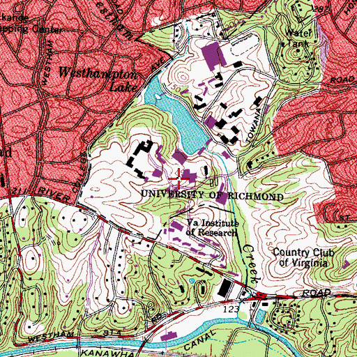 Topographic Map of Westhampton College Dean, VA