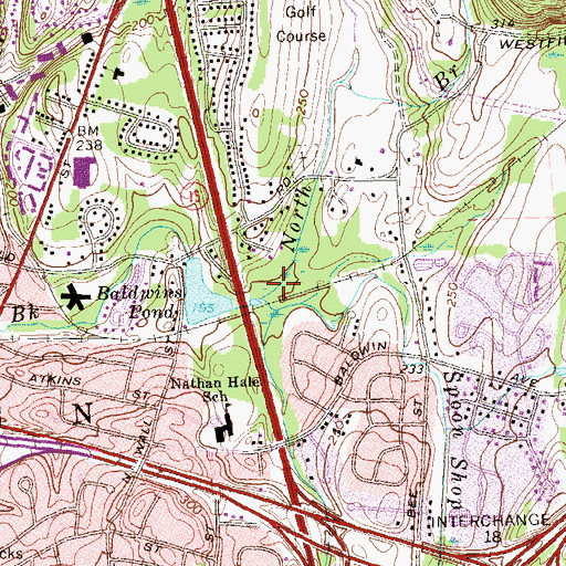 Topographic Map of Spoon Shop Brook, CT