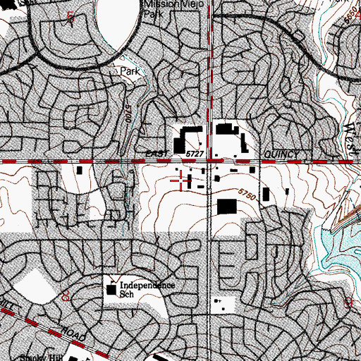 Topographic Map of Buckley Marketplace Shopping Center, CO