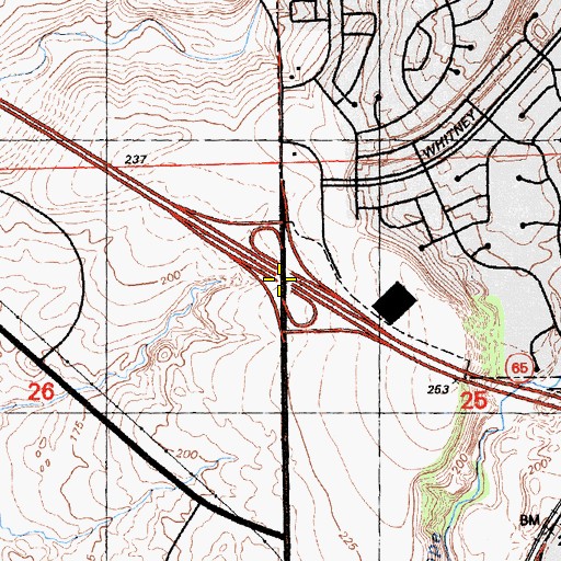Topographic Map of Exit 307, CA