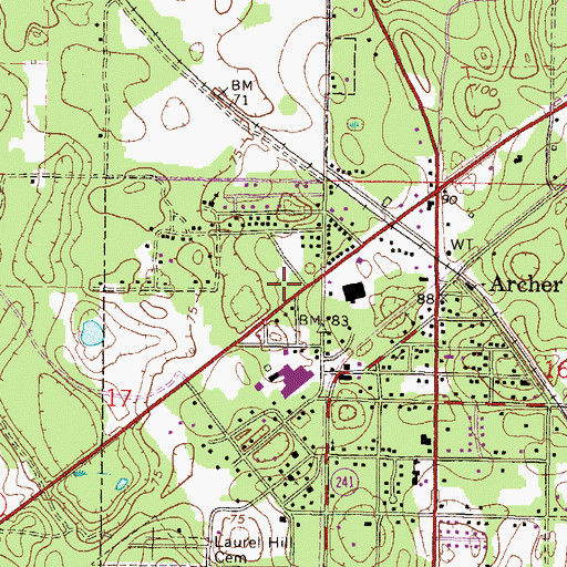 Topographic Map of Archer Fire Department, FL