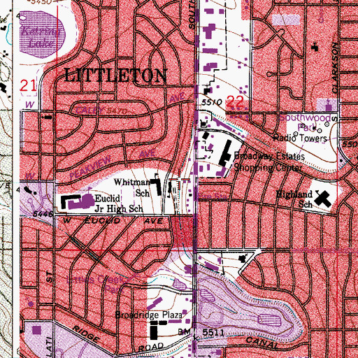 Topographic Map of Littleton Fire Rescue Station 12, CO