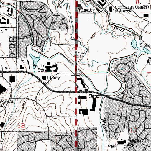 Topographic Map of Aurora Fire Department Station 8, CO