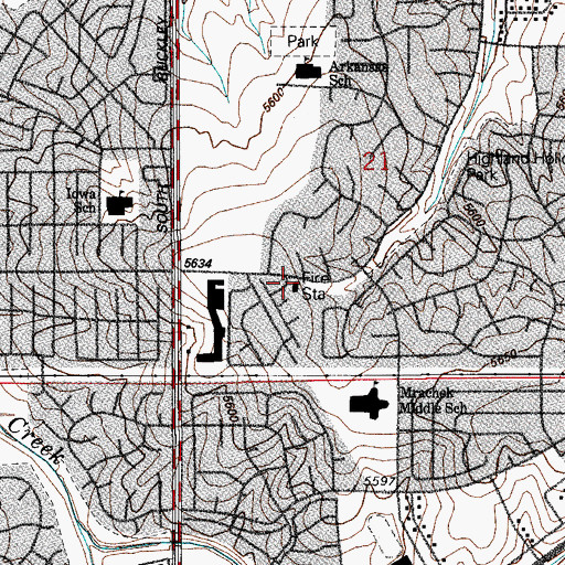Topographic Map of Aurora Fire Department Station 9, CO