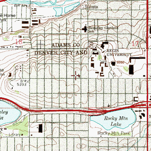 Topographic Map of Berkeley Community Church, CO