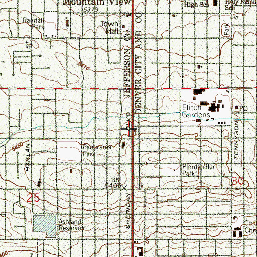 Topographic Map of Bethany Christian Church (historical), CO