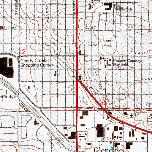 Topographic Map of Denver Temple Baptist Church, CO