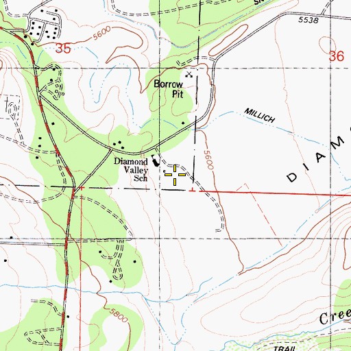 Topographic Map of Woodfords High School, CA