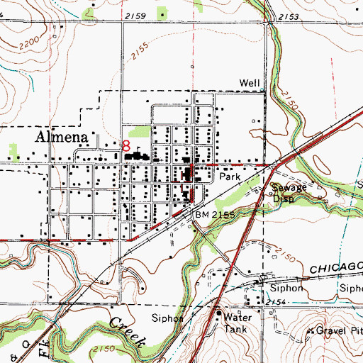 Topographic Map of Almena Area Fire Department, KS
