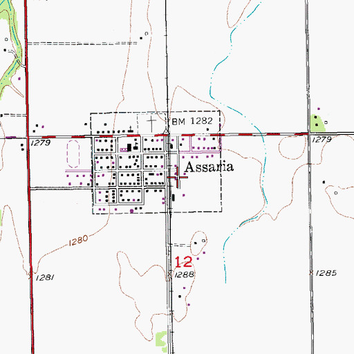 Topographic Map of Assaria City Fire Department, KS