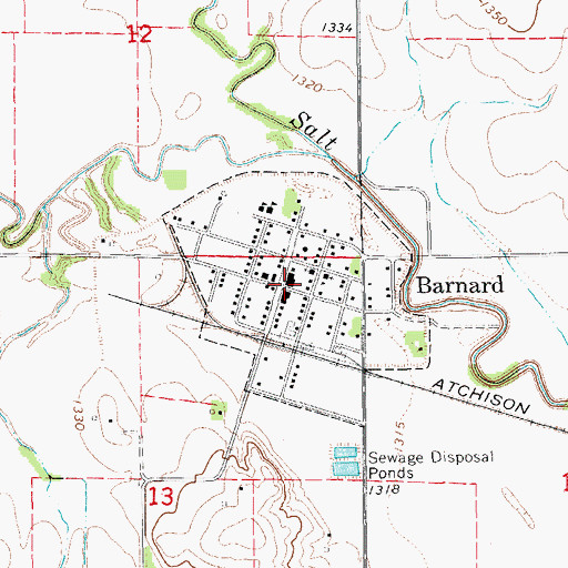Topographic Map of Barnard Rural Fire Department, KS