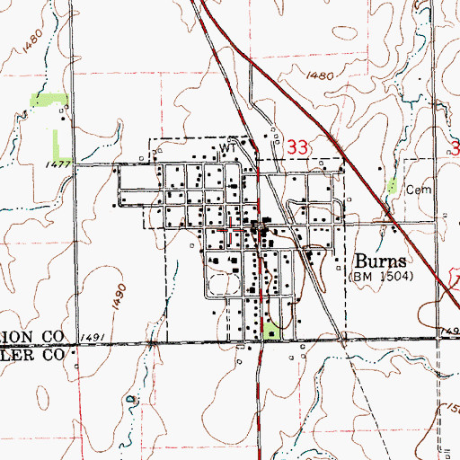 Topographic Map of Butler County Fire District 10 Station 1, KS