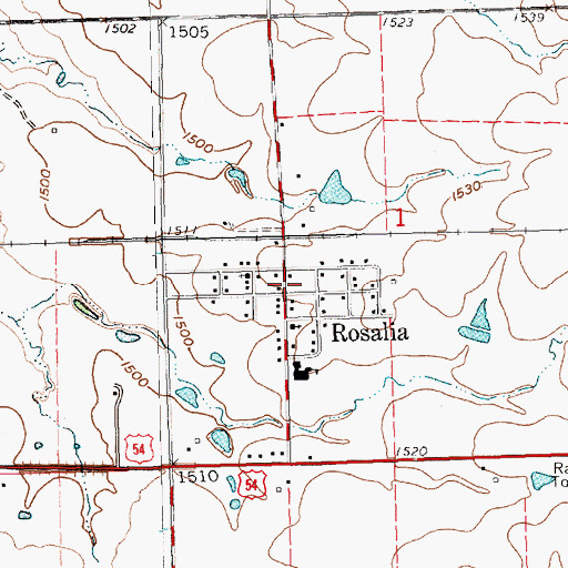 Topographic Map of Butler County Fire District 5 Rosalia, KS