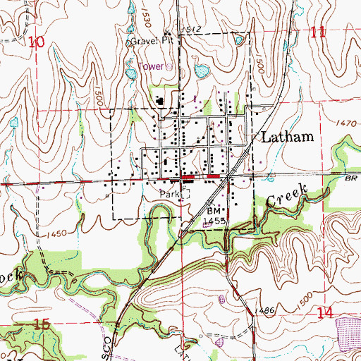 Topographic Map of Butler County Fire District 6 Latham, KS