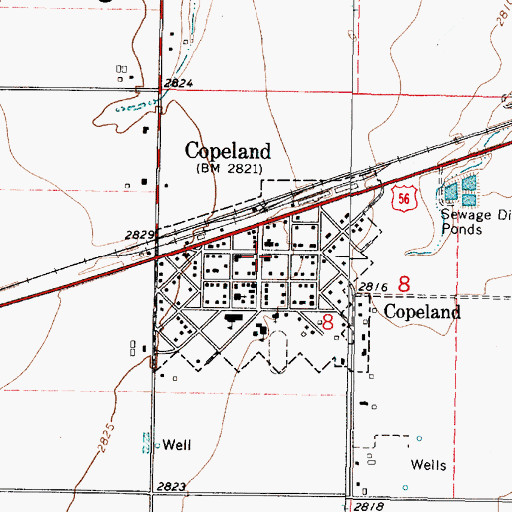Topographic Map of Copeland Fire Department, KS