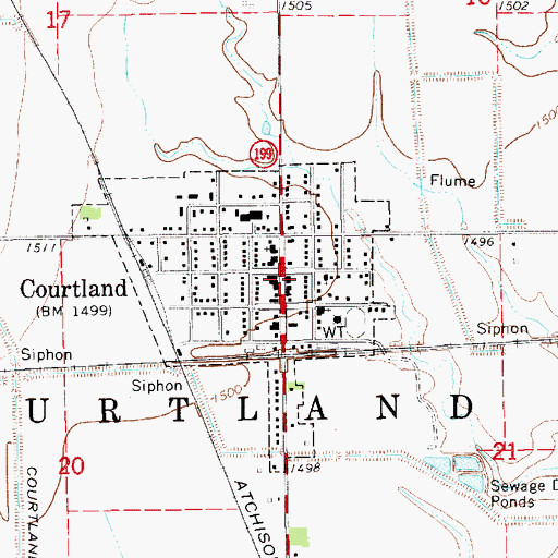 Topographic Map of Courtland Volunteer Fire Department, KS