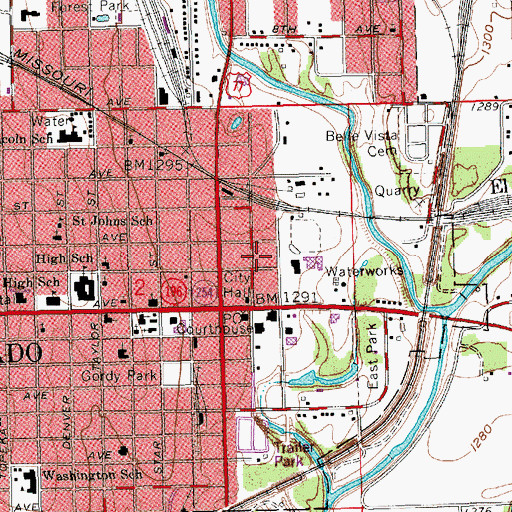 Topographic Map of El Dorado Fire Department, KS