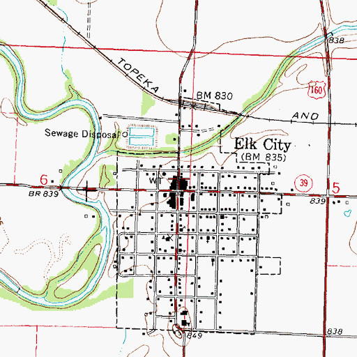 Topographic Map of Elk City Volunteer Fire Department, KS