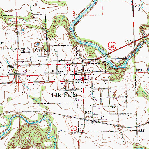 Topographic Map of Elk County Rural Fire District Elk Falls Fire Department, KS