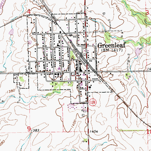 Topographic Map of Greenleaf Fire District 3, KS