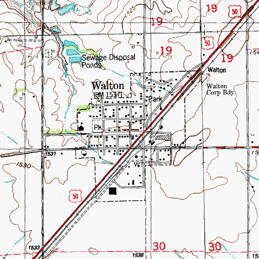 Topographic Map of Harvey County Fire District 1, KS