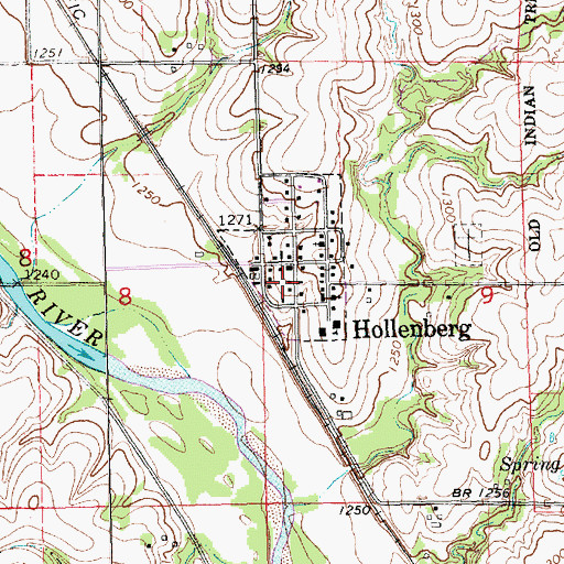 Topographic Map of Hollenberg Fire District 10, KS