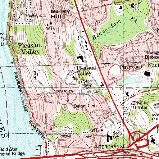Topographic Map of Starr Cemetery, CT