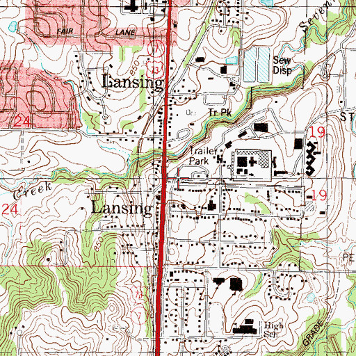 Topographic Map of Leavenworth County Fire District 1 Station 1, KS