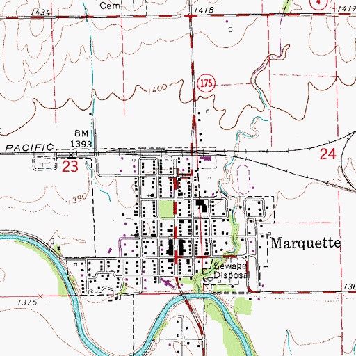 Topographic Map of McPherson County Rural Fire District 2 Marquette, KS