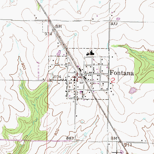 Topographic Map of Miami County Rural Fire District 1, KS