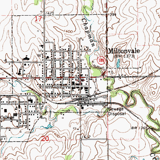 Topographic Map of Miltonvale City Fire Department, KS