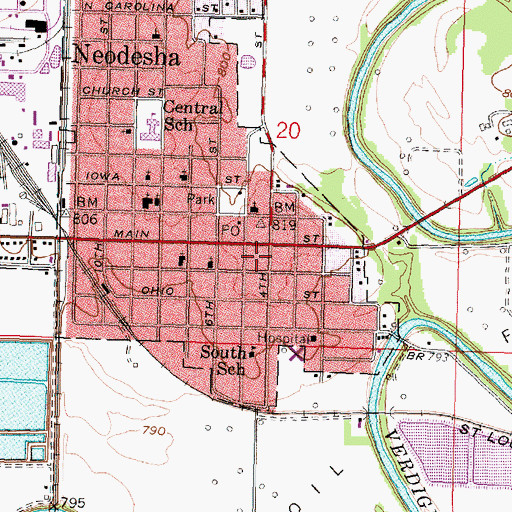 Topographic Map of Neodesha Fire Department, KS