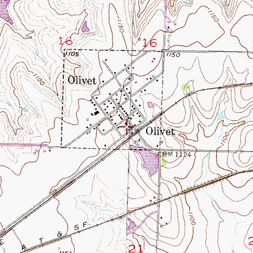 Topographic Map of Osage County Fire District 3 Olivet Station, KS