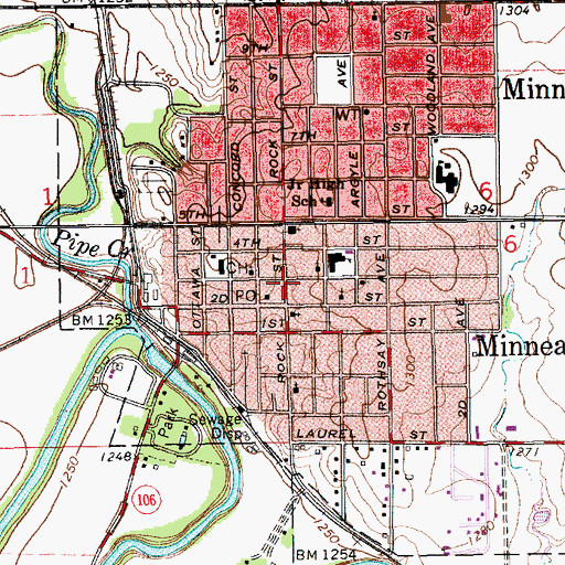 Topographic Map of Ottawa County Rural Fire Department Station 2 Minneapolis, KS