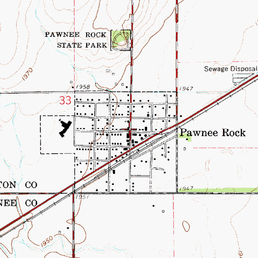 Topographic Map of Pawnee Rock Volunteer Fire Department, KS