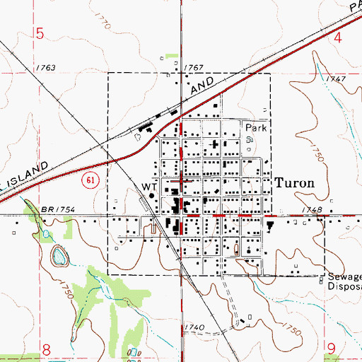 Topographic Map of Reno County Fire District 7 Turon, KS