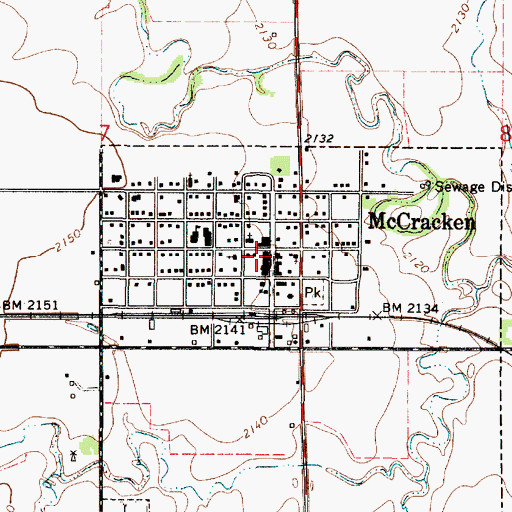 Topographic Map of Rush County Fire District 7 McCracken, KS