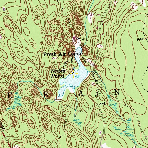 Topographic Map of Stiles Pond, CT